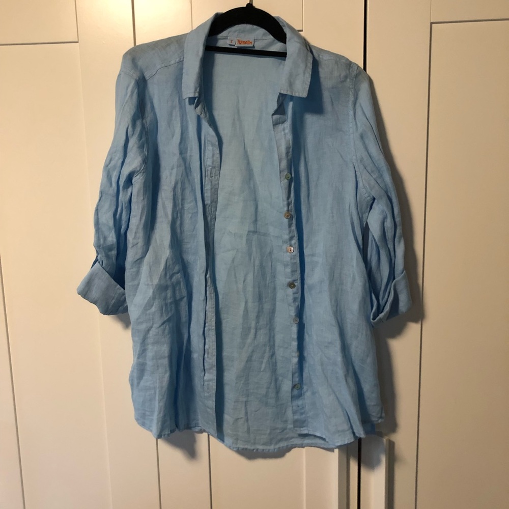 Tianello Blue Linen Top